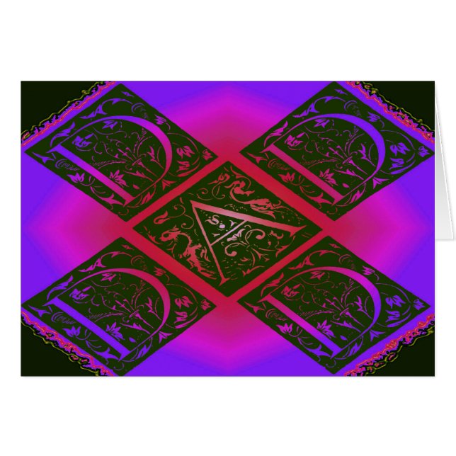 Pappa Finare Typografi Mönster Black & Lila Hälsningskort (Framsidan Horizontal)