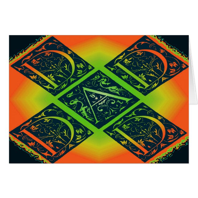 Pappa Finare Typografi Mönster Black & Orange Hälsningskort (Framsidan Horizontal)