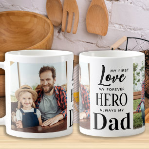Pappa First Kärlek Forever Hero Personlig 2 Foto Kaffemugg