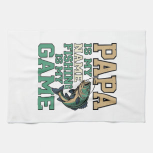 Pappa Fiske Är Mitt Spel Vintage Fisk Tröja Design Kökshandduk