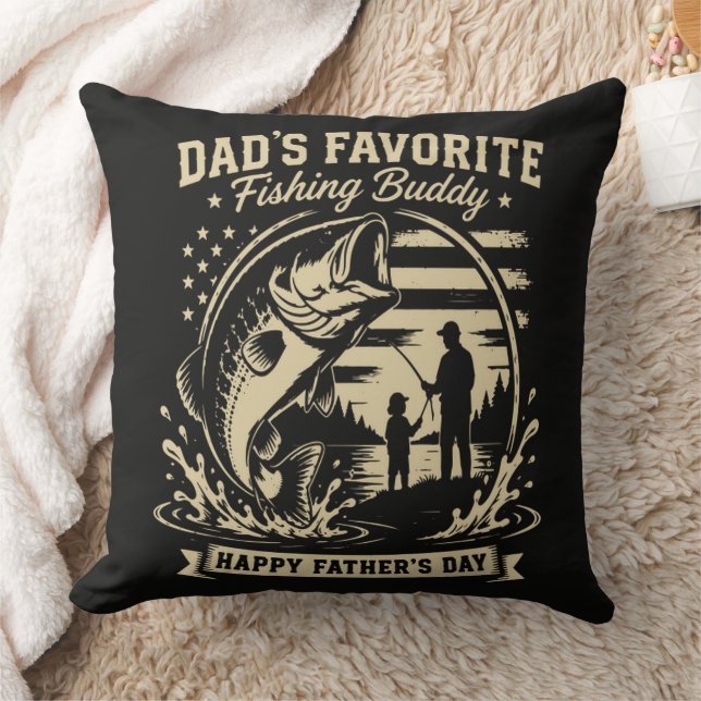 Pappa fiske kompis kudde (Filt)