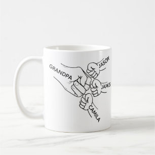 Pappa Fist Bump Mugg, Pappa Mugg Med Namn, Gra