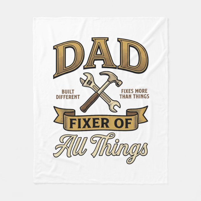 Pappa Fixare av Alla Gamla Ting Graverad Tröja_1 Fleecefilt (Framsidan)