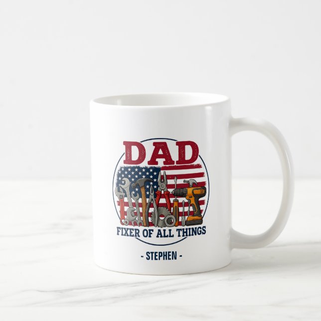 Pappa, fixer av hela Sak - Patriotisk Carpentry Kaffemugg (Höger)