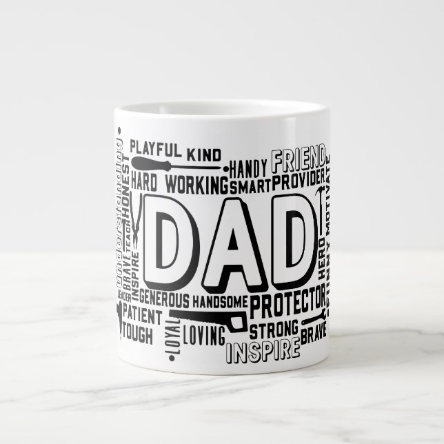 Pappa-födelsedagspresent far fars dag-papppresente jumbo mugg (Framsidan)