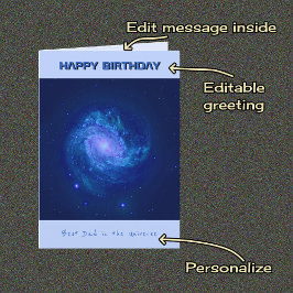 Pappa födelsedagstext anpassningsbar spiral galaxy kort
