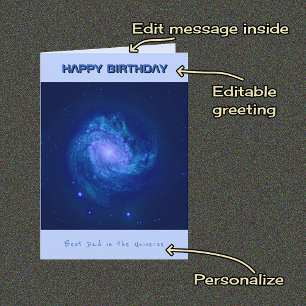 Pappa födelsedagstext anpassningsbar spiral galaxy kort