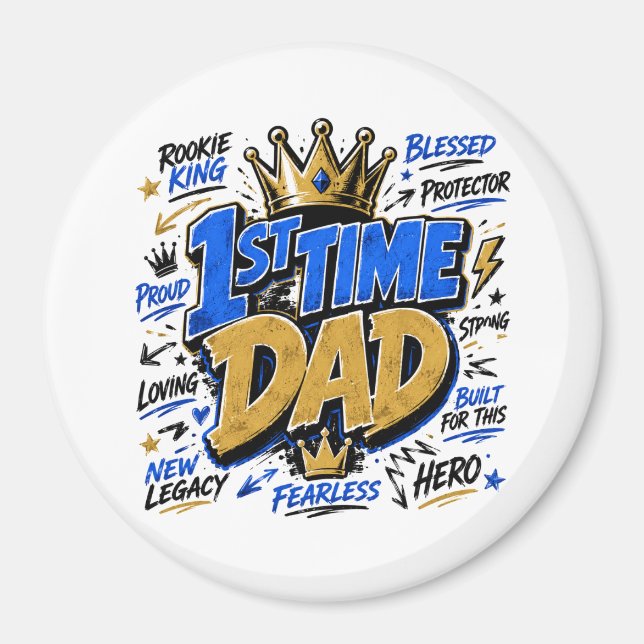 Pappa för första gången tvåtonskaffe magnet (Framsidan)