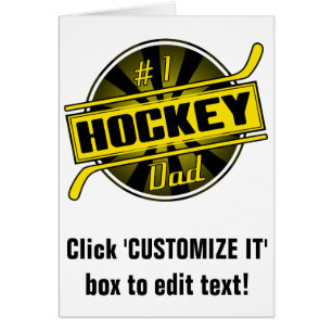 Pappa för hockey #1 (svart/guld) hälsningskort