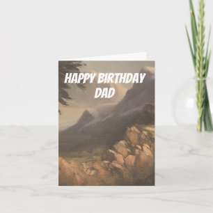 Pappa för vattentfärg Cute Berg-Grattis på födelse Kort