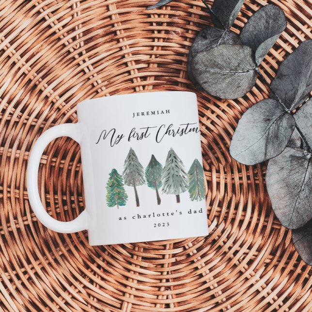 Pappa Första julfoto Gräs Träd Kaffemugg (Skapare uppladdad)