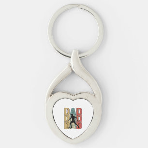 Pappa Fotboll Vintage Gravyr Vektor Design_1 Twisted Heart Silverfärgad Nyckelring