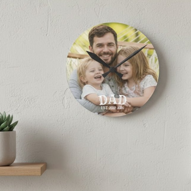 Pappa Foto Etablerad Rund Klocka (Skapare uppladdad)
