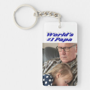 Pappa-foto med blå text