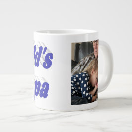 Pappa-foto med blå text jumbo mugg