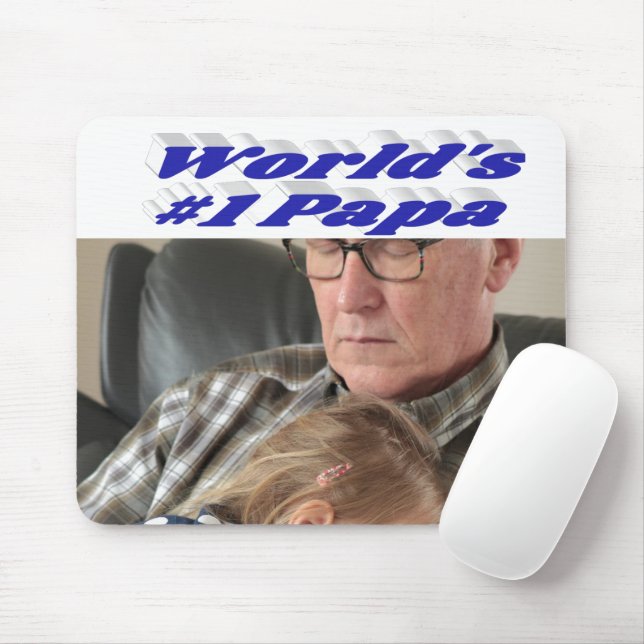 Pappa-foto med blå text musmatta (Med mus)