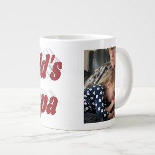 Pappa-foto med burgundtext, gigantiskt kaffe mugg jumbo mugg