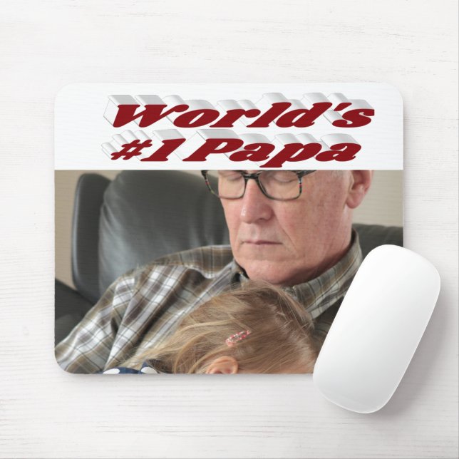Pappa-foto med burgundtext musmatta (Med mus)