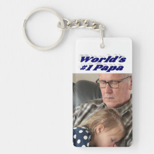 Pappa-foto med mörk blått text