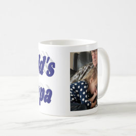 Pappa-foto med mörk blått text kaffemugg