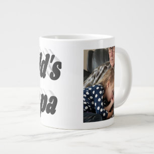 Pappa-foto med svart text, gigantiskt kaffe mugg jumbo mugg