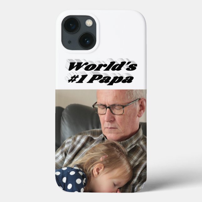 Pappa-foto med svart text iPhone-fodral (Baksida)