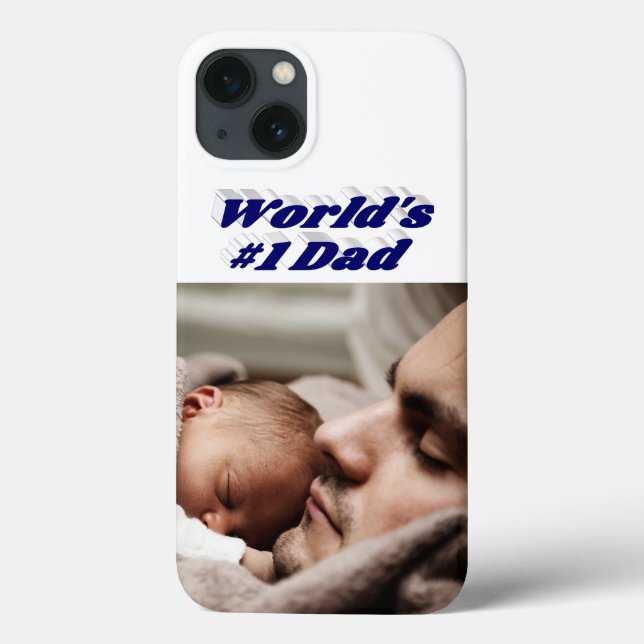 Pappa Foto mörkblå text iPhone-skal (Baksida)