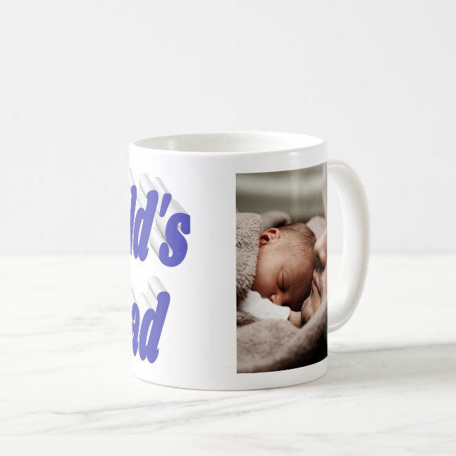 Pappa fotoblå text kaffemugg (Framsida höger)