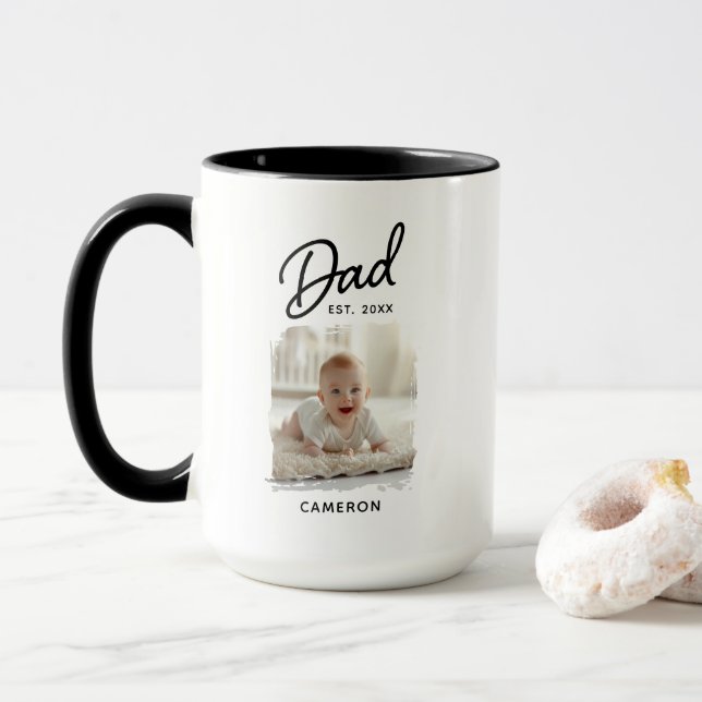Pappa-fotodatum fastställt mugg (Med munk)