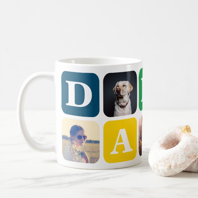 Pappa-foton och typ 5-brev ord kaffemugg (Med munk)