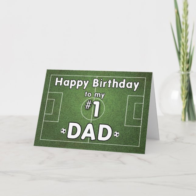 Pappa, fotvårdsfödelsedag med gräs Fält och Bollar Kort (Framsida)