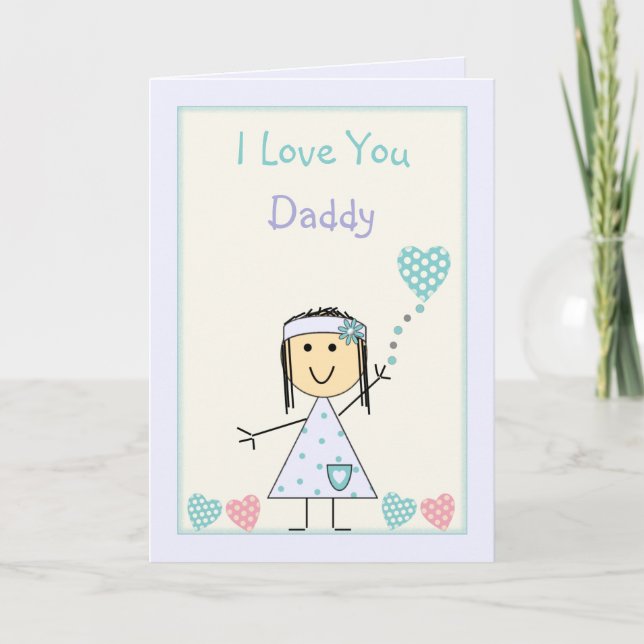 Pappa från lilla flickfödelsedag hälsning kort (Framsida)