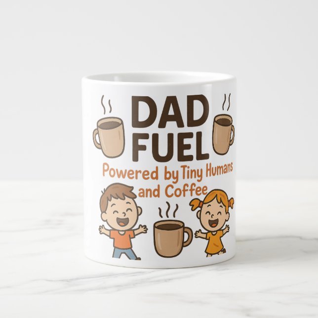 Pappa Fuel: Tiny Humans & Coffee | fars dag Jumbo Mugg (Framsidan)