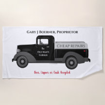 Pappa Funny Beach Towel Garage Lastbil Beer Vin Ca