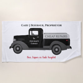 Pappa Funny Beach Towel Garage Lastbil Beer Vin Ca