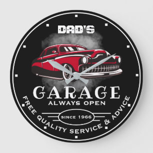Pappa Garage Any Namn Öppna alltid Slogan Low Car  Stor Klocka