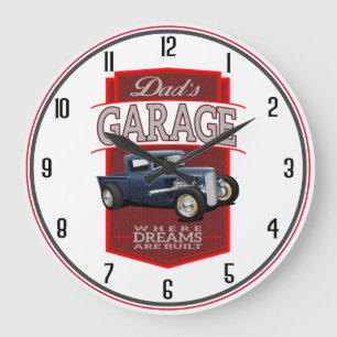 Pappa Garage Blue Hot rod Stor Klocka