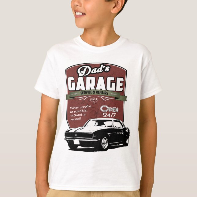 Pappa garage Camaro 1968 T-shirt (Framsida)