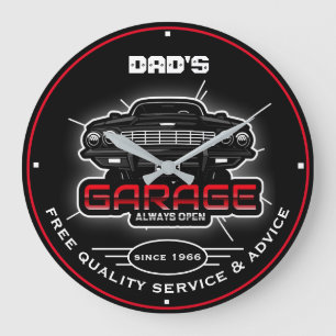 Pappa Garage eller Any Namn Always Open Roligt Slo Stor Klocka