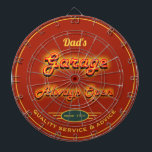 Pappa Garage Faux Neon Namn Mörk Orange Red   Darttavla<br><div class="desc">Pappa garaget eller något annat namn garagum med näthinnan på orangens röda bakgrund. Använda bara alternativet "Anpassa den här mallen" om du vill ändra texten. Öppna alltid tjänstegrafik och typografi av hög kvalitet med valfritt datum.</div>