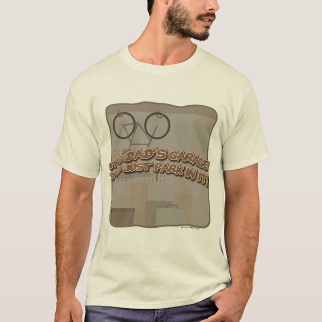 Pappa Garage Illustrated Tecknad Slogan Tee Shirt (Framsida)