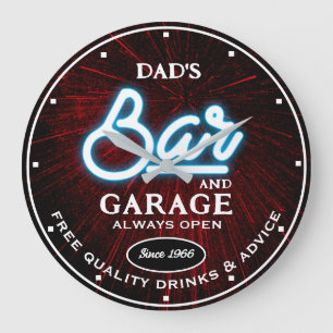 Pappa Garage Pub Any Namn Alltid Open Slogan Stor Klocka