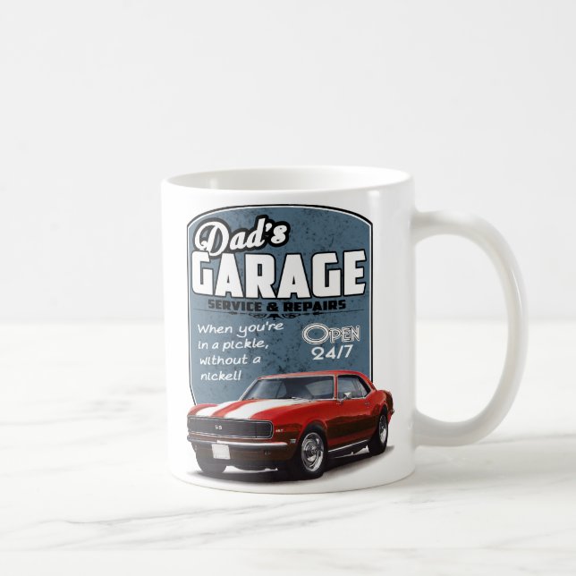 Pappa garage röda Camaro 1968 Kaffemugg (Höger)