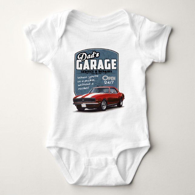 Pappa garage röda Camaro T-shirt (Framsida)