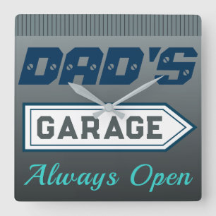 Pappa Garage Sign Gift Fyrkantig Klocka