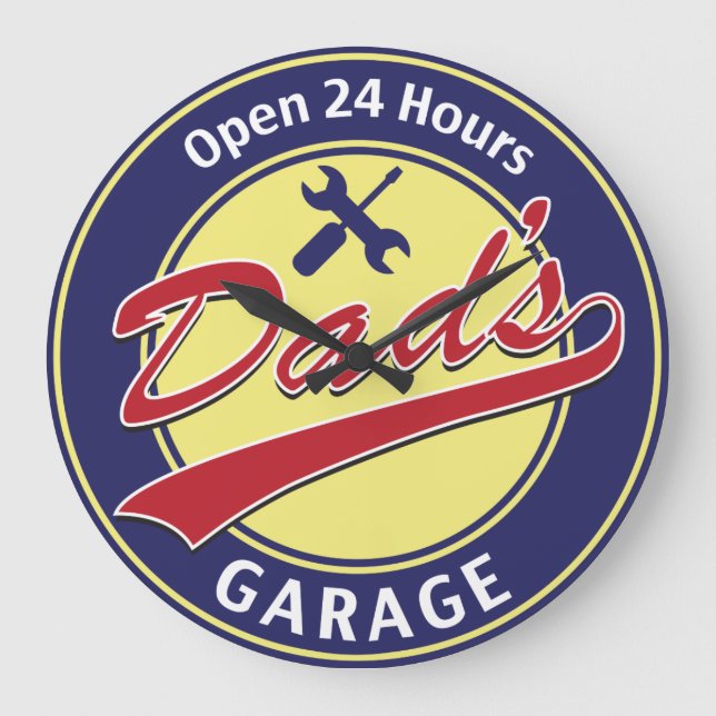 Pappa Garage Stor Klocka (Framsida)