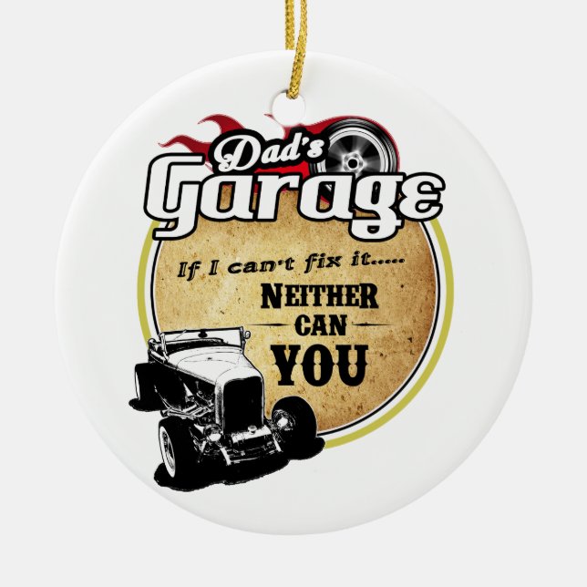Pappa garagehot rod julgransprydnad keramik (Framsidan)