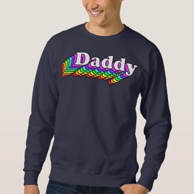 Pappa Gay pappa Bear Retro LGBT Rainbow LGBTQ Lång Ärmad Tröja (Framsida)