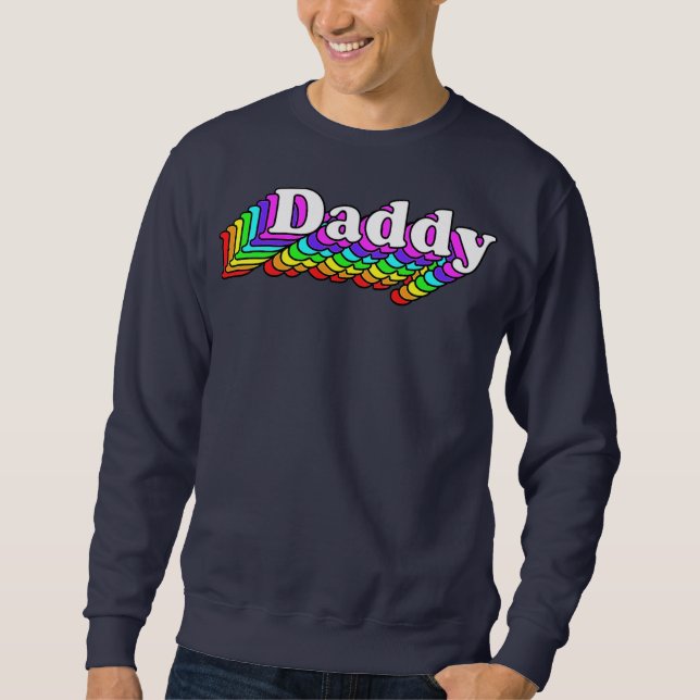 Pappa Gay pappa Bear Retro LGBT Rainbow LGBTQ Lång Ärmad Tröja (Framsida)