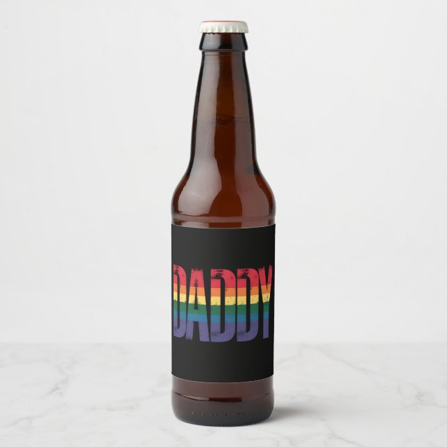 Pappa Gay Pride Månad HBTQ Faders Dag Regnbåge Ölflaska Etikett (Framsida)